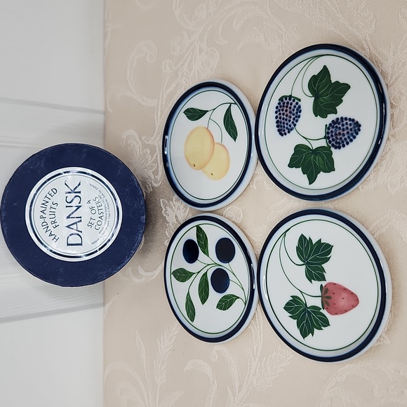 Dansk Other - Dansk handpainted coasters fruit set of 4